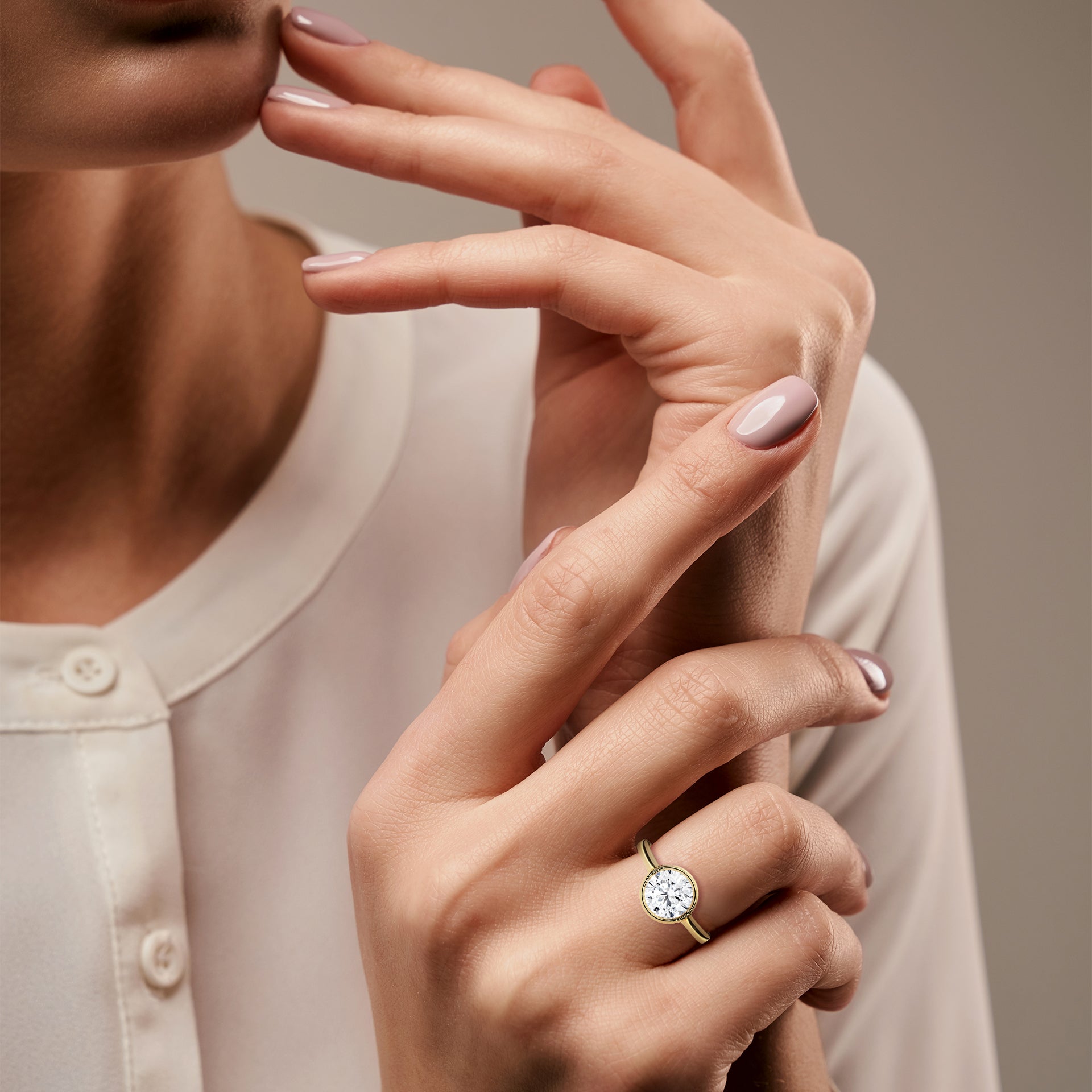 Sleek Radiance 1 CT Round-Cut Lab Grown Diamond Bezel Set Ring | 1.14 CTW